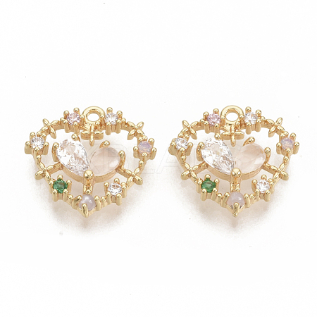 Brass Cubic Zirconia Pendants KK-T050-03G-03-NF-1