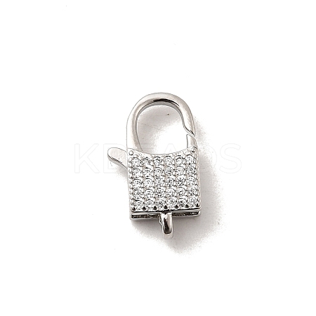 Brass Micro Pave Clear Cubic Zirconia Lobster Claw Clasps KK-A266-24C-P-1