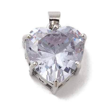 Platinum Brass Micro Pave Cubic Zirconia Pendants KK-C072-37P-02-1