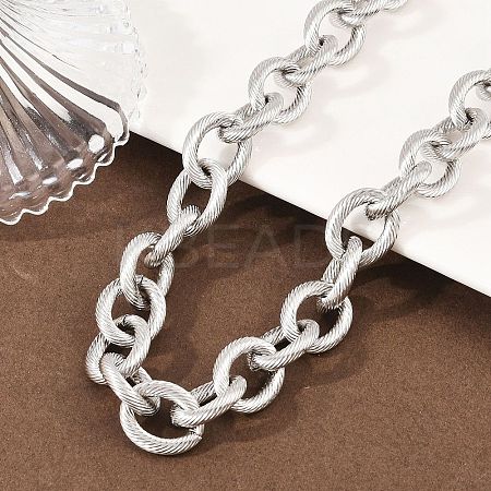 13MM 304 Stainless Steel Textured Cable Chain Necklaces NJEW-Z105-02P-1