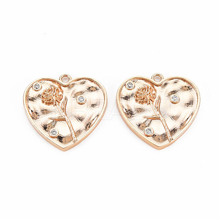 Mother's Day Brass Micro Pave Clear Cubic Zirconia Pendants KK-S364-186-1