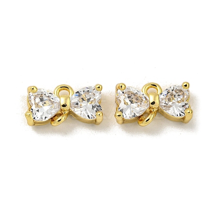 Brass Clear Cubic Zirconia Connector Charms KK-G490-10G-1
