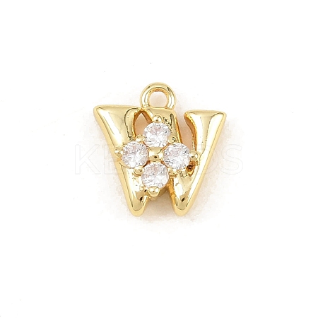 Brass Micro Pave Clear Cubic Zirconia Charms KK-Z151-18G-W-1