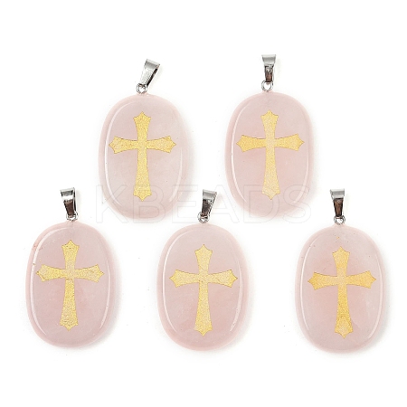 Natural Rose Quartz Pendants G-S392-01D-1