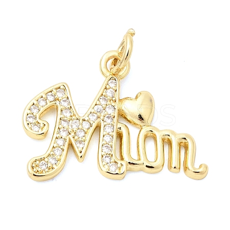 Brass Pave Clear Cubic Zirconia Pendants KK-G554-19G-1