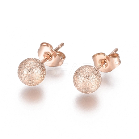 Ion Plating(IP) 304 Stainless Steel Stud Earrings EJEW-L215-58D-RG-1