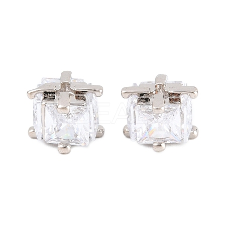 Brass Clear Cubic Zirconia Beads KK-B186-21B-P-1