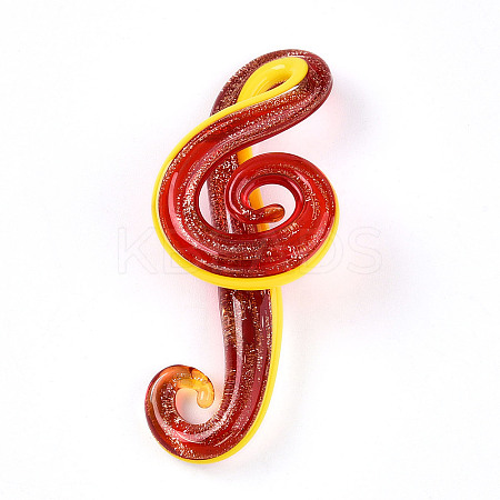 Handmade Gold Sand Lampwork Big Pendants LAMP-T023-08E-1