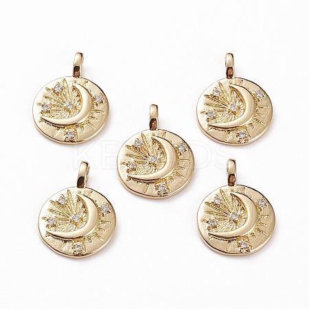 Brass Micro Pave Clear Cubic Zirconia Pendants LS-KK-C100-06G-1