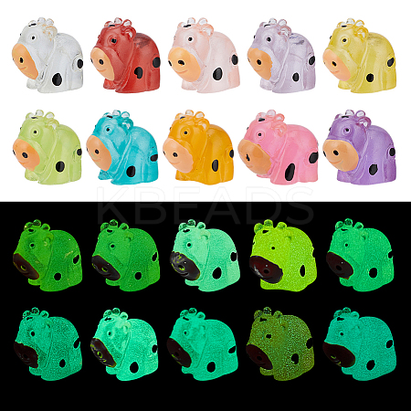 60Pcs 10 Colors Luminous Resin Dairy Cattle Display Decorations DJEW-MA0001-05-1
