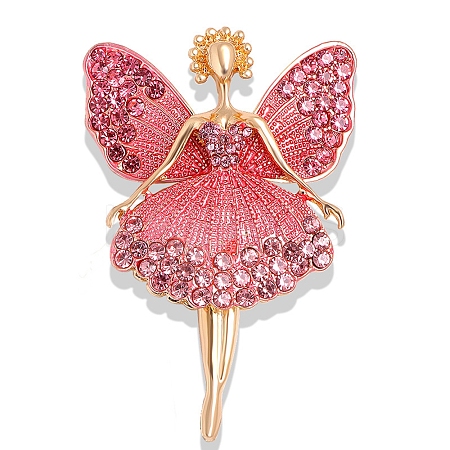 Butterfly Dancer Enamel Pin with Rhinestone LS-JEWB-P016-01G-02-1