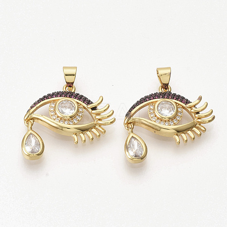 Brass Micro Pave Cubic Zirconia Pendants ZIRC-T012-15G-1