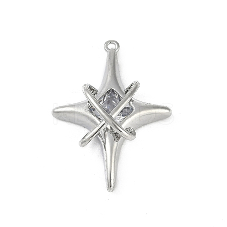 Brass Micro Pave Clear Cubic Zirconia Pendants KK-Z078-30P-1
