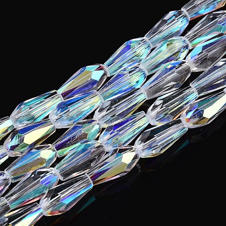 AB Color Plated Transparent Glass Teardrop Beads Strands LS-EGLA-T029-08A-1