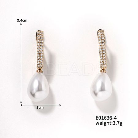 Chic Imitation Pearl Hoop Earrings for Women QX1953-4-1