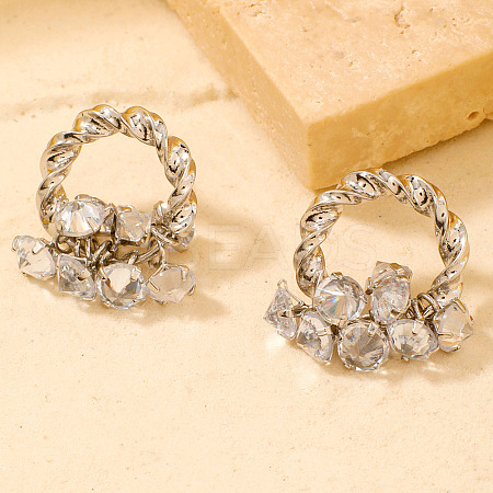 Chic Fashionable Luxe Women's Brass Rhinestone Twisted Stud Earrings LQ2144-2-1