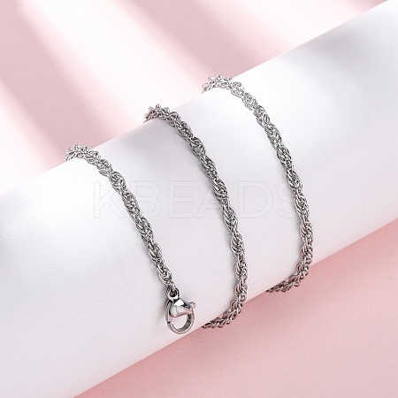 2.5MM 304 Stainless Steel Rope Chain Necklaces NJEW-T016-26P-1