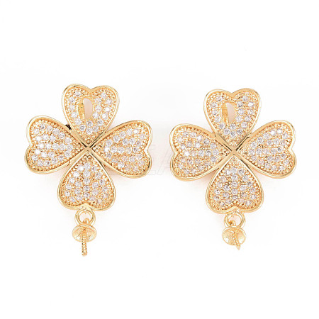 Brass Micro Pave Clear Cubic Zirconia Peg Bails Pendants KK-T062-156G-NF-1