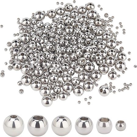 330Pcs 6 Style 202 Stainless Steel Beads STAS-UN0027-07-1
