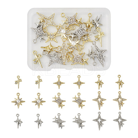 18Pcs 9 Style Brass Micro Pave Clear Cubic Zirconia Pendants KK-TA0001-10-1
