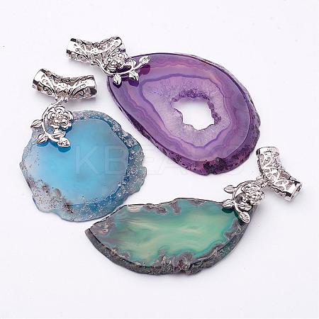 Natural Agate Slices Pendants G-D213-M6-1