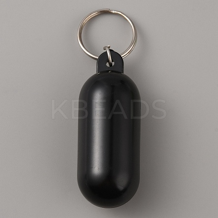 Plastic Pill-shape Floating Pendant Keychain KEYC-WH0027-113B-1