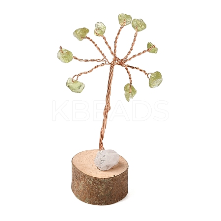 Natural Peridot Chips Tree of Life Decorations DJEW-P022-02A-04-1