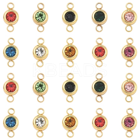 20Pcs 10 Colors 304 Stainless Steel Rhinestone Links/Connectors STAS-YW0010-11-1