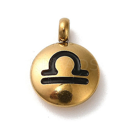 304 Stainless Steel Black Enamel Charms LS-STAS-R009-02G-11-1