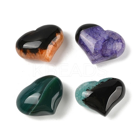 Natural Druzy Agate(Dyed & Heated) Heart Palm Stone G-Q021-01-1