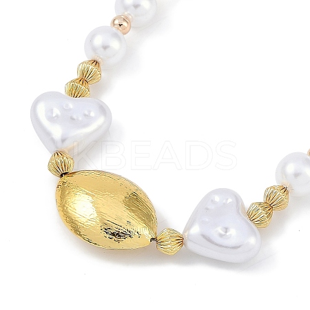 Rack Plating Brass & ABS Imitation Pearl Beaded Necklaces NJEW-P317-13A-G-1
