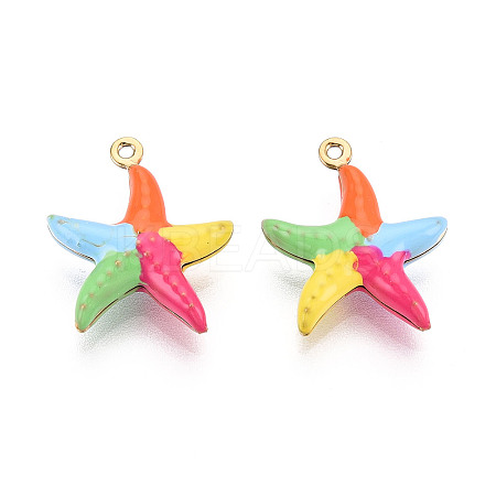 304 Stainless Steel Enamel Pendants X1-STAS-T068-14B-1
