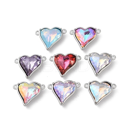 Brass Pave Glass Rhinestone Connector Charms KK-F862-48P-1