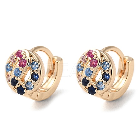 Rack Plating Brass Micro Pave Colorful Cubic Zirconia Hoop Earrings for Women EJEW-P238-03KCG-1