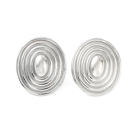 Oval Rack Plating Brass Studs Earrings for Women KK-Z038-22P-1