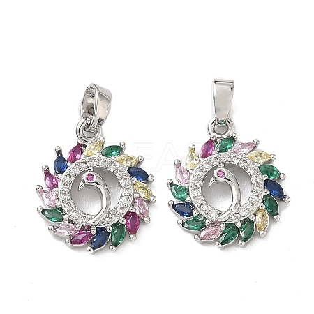 Brass Micro Pave Cubic Zirconia Pendants KK-P334-31P-1