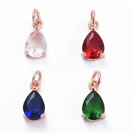 Brass Micro Pave Cubic Zirconia Pendants ZIRC-E164-64RG-1