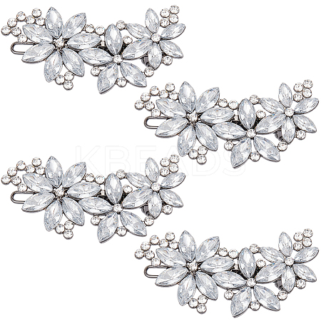 4Pcs Flower Alloy Rhinestone Hair Barrettes for Women Girls MRMJ-GF0001-56-1