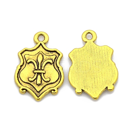 Tibetan Style Alloy Shield Carved Fleur De Lis Pendants TIBEP-EAAA056Y-AG-LF-1
