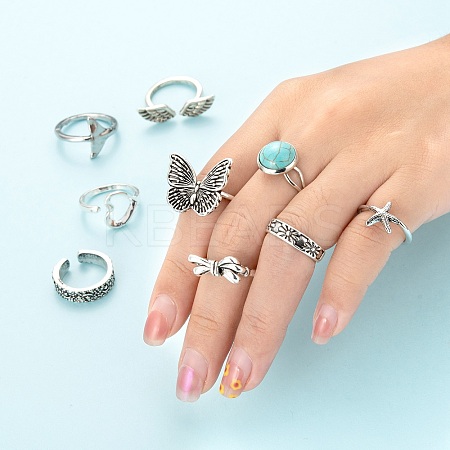 9Pcs 9 Style Adjustable Alloy Finger Rings RJEW-LS0001-15AS-1