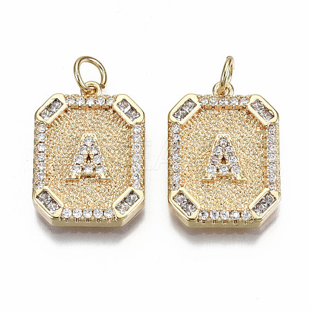 Brass Micro Pave Clear Cubic Zirconia Pendants KK-S356-234A-G-NF-1