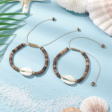 Shell and Coconut Bead Bracelets for Women BJEW-JB11515-1