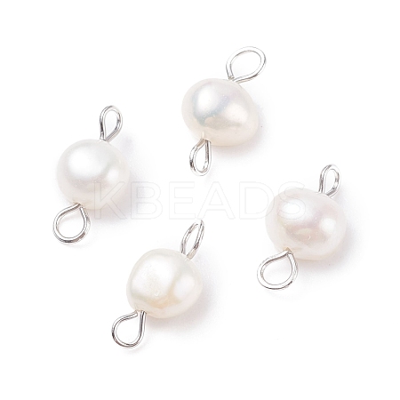 Natural Freshwater Pearl Connector Charms PALLOY-JF01404-03-1