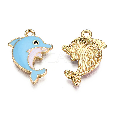 Light Gold Plated Alloy Enamel Pendants LS-ENAM-T009-55A-RS-1