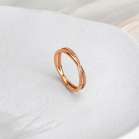 304 Stainless Steel Micro Pave Clear Cubic Zirconia Finger Rings for Women FS-WG1B662-01-1