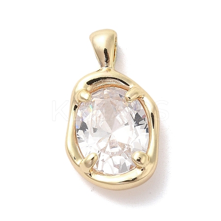 Golden Brass Micro Pave Cubic Zirconia Pendants KK-U031-02G-01-1