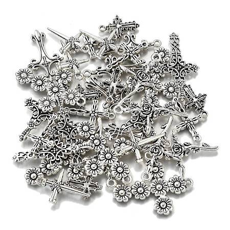 35Pcs 7 Styles Tibetan Style Alloy Pendants TIBE-FP0001-20-1