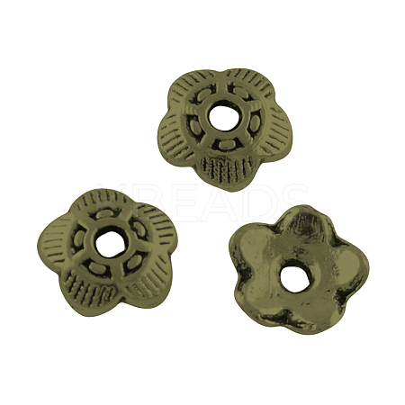 5-Petal Tibetan Style Alloy Bead Caps LS-X-TIBEP-R304-118AB-LF-1