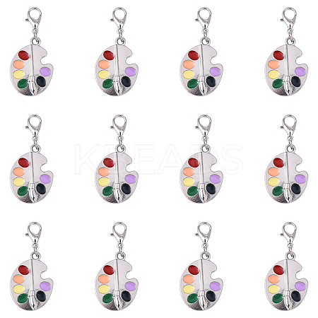 6Pcs Palette Alloy Enamel Pendants Decorations HJEW-YW00115-1