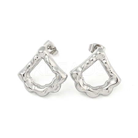 Non-Tarnish Fan 304 Stainless Steel Ear Studs EJEW-L290-001P-1